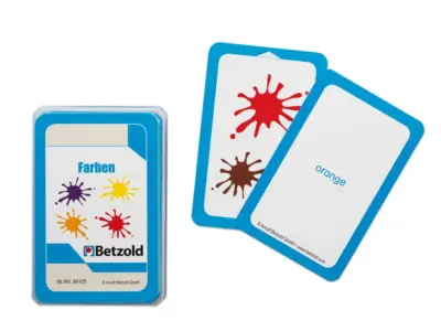 Kortspil til tyske farver. Undervisning i Tysk.