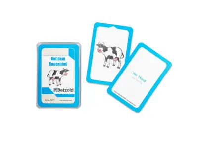 Lær tysk med kortspil til ordforråd om bondegården.