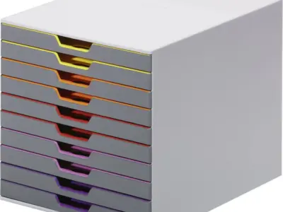 Skuffeboks med 10 skuffer. Varicolor fra Durable. Ekstrem praktisk til dit kontor og din forberedelse.