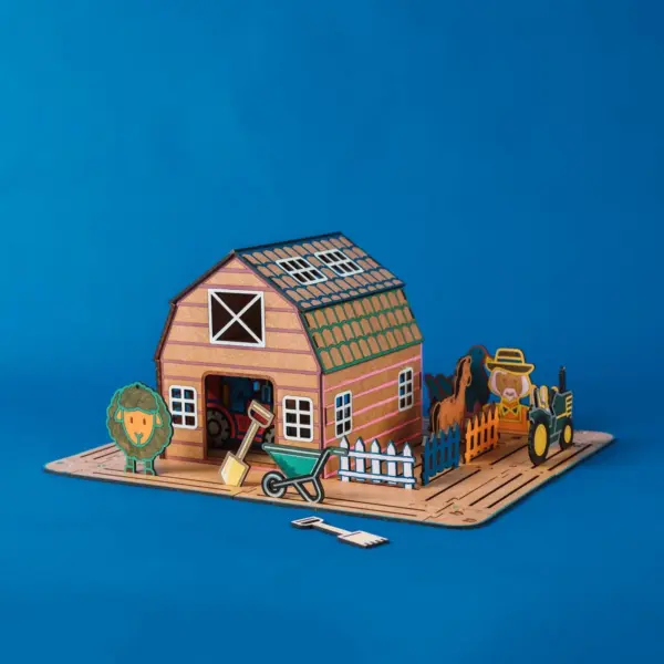 Trælegetøj bondegård. Byg selv og farvelæg. Kreativitet og fantasi