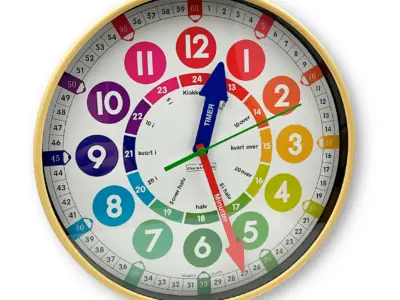 Vægur til børn lydløst- Læringsur til at lære klokken. Børneur.