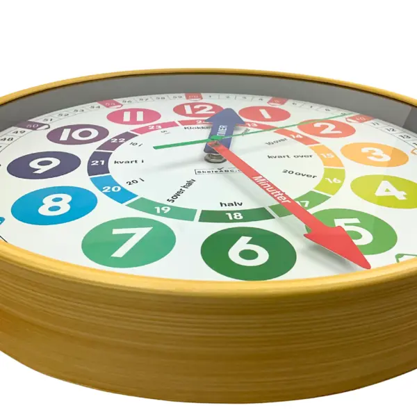 Vægur til børn lydløst- Læringsur til at lære klokken. Børneur.