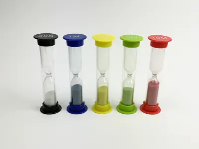 Timeglas sæt 5 styk. 5 farver