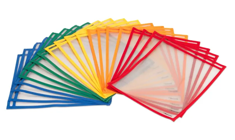 miljøvenlige læringslommer, 10 stk. 5 farver A4 format