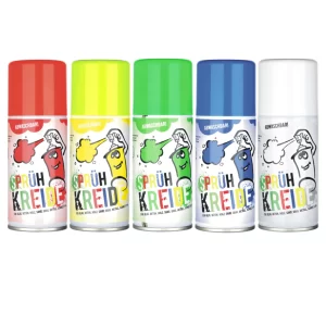 Spray Kridt flere farver, hvid, grøn, blå, rød, gul