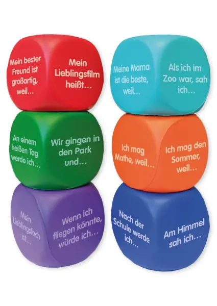 Terninger "Geschichten", 6 stk., 4 cm til Tyskundervisningen