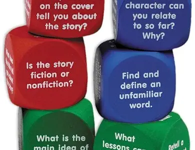 "Tekst-Spørgsmål" Engelske Terninger, 6 stk., 4 cm