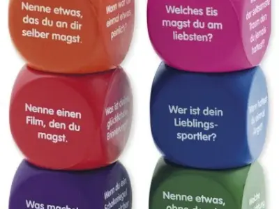 Terninger med Spørgsmål "Deutsch", 6 stk., 4 cm