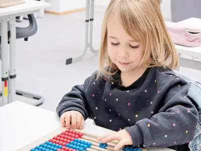 Flad Tælleramme "Betzold" med 100 Kugler - Rød / Blå