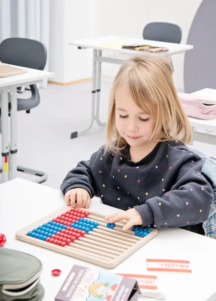 Flad Tælleramme "Betzold" med 100 Kugler - Rød / Blå