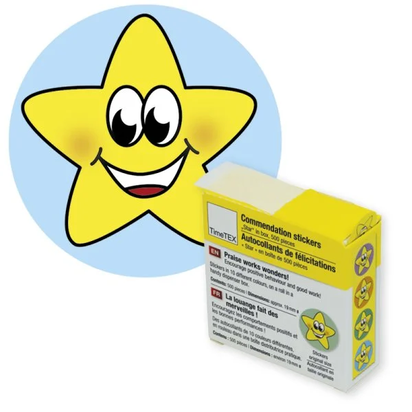 Belønningsklistermærker: Farvede Stjerner - 500 stk