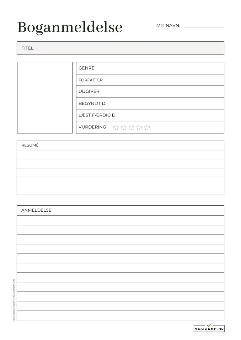 Boganmeldelse enkel til download
