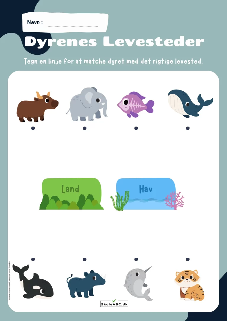 Bestem dyrenes levesteder for børnehave