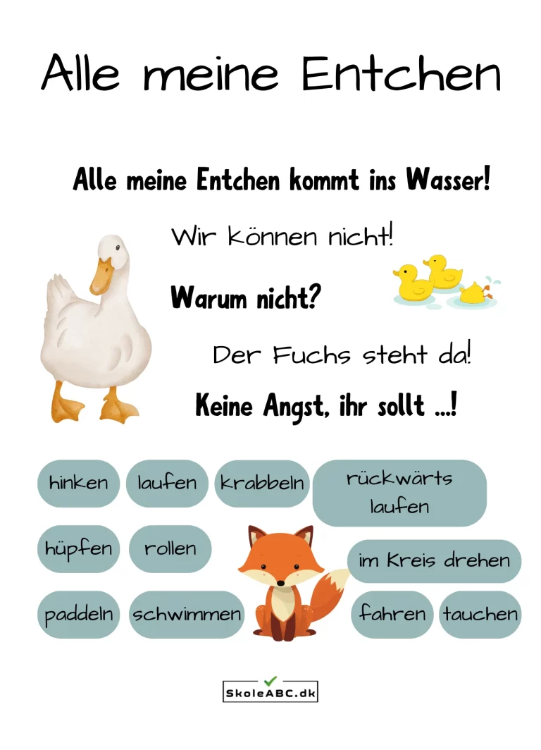 Alle meine Entchen - Alle mine kyllinger på tysk. aktivitet.