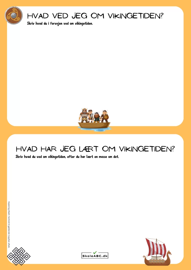 Hvad ved jeg om vikingetiden opgaveark