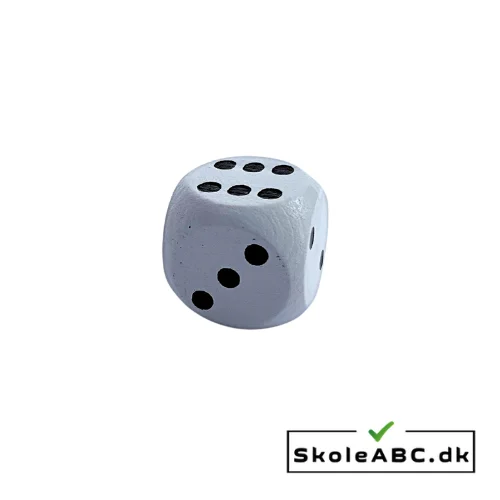 Terning spilleterning i træ 16 mm - hvid sort