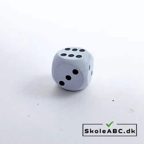 Terning spilleterning i træ 16 mm - hvid sort