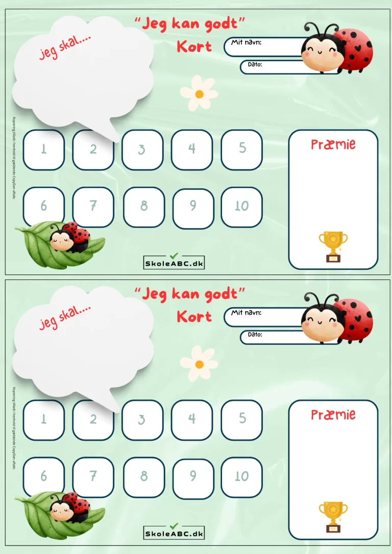 Beløningens- og Motivationskort: