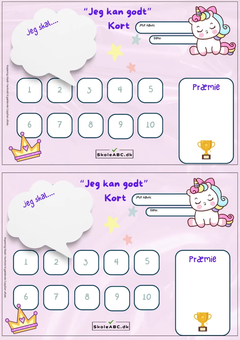 Beløningens- og motivationskort fremmer børns positive adfærd og målrettede arbejde ved at visualisere mål, fremskridt og succeser.