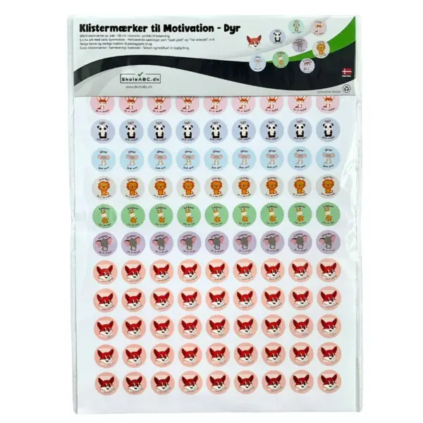 Klistermærker til Motivation med søde dyremotiver - 585 stk. pr. sæt