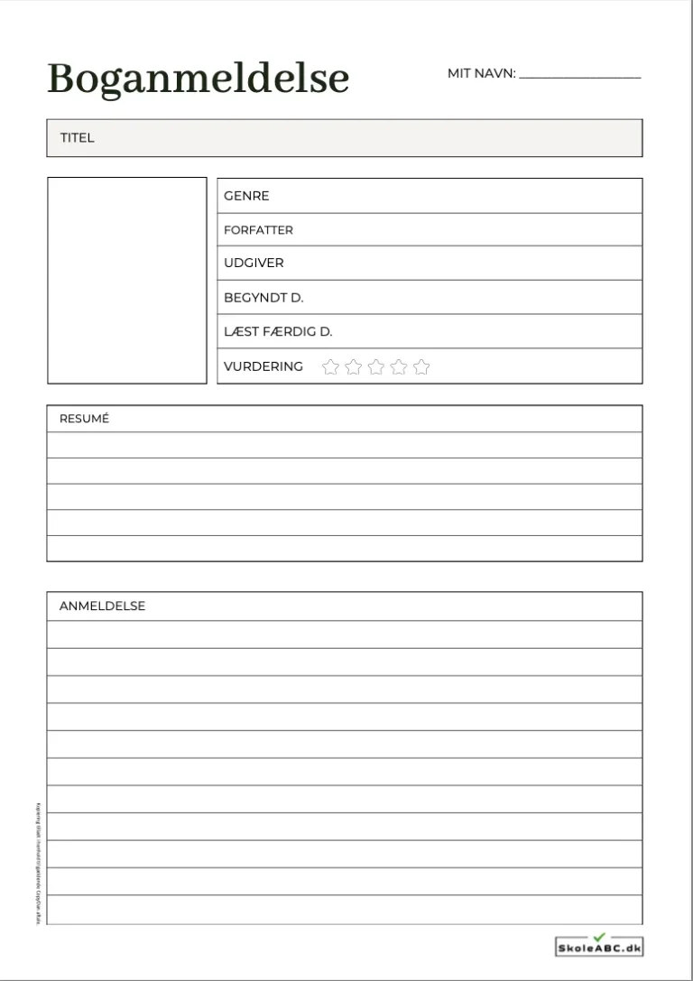 Boganmeldelse enkel til gratis download.