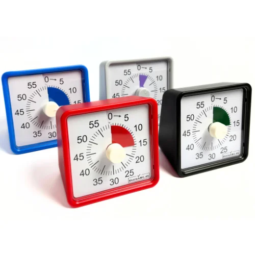 Lydløs timer i blå – et praktisk nedtællingsur til skole, hjem og køkken. Perfekt som time timer til opgaver, pligter og madlavning. CE-godkendt og robust design. Komplet serie.