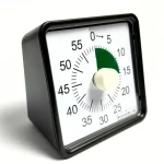 Lydløs timer i sort – et praktisk nedtællingsur til skole, hjem og køkken. Perfekt som time timer til opgaver, pligter og madlavning. CE-godkendt og robust design. ADHD timer. Skoletimer.